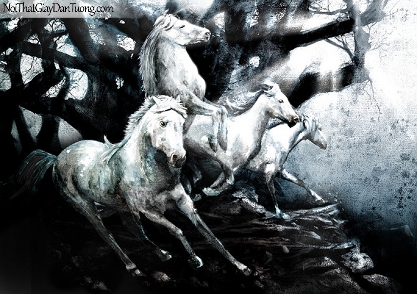 Tranh dán tường | những chú ngựa tung vó đá DA023