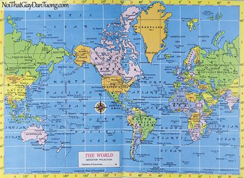 Tranh dán tường | Bản đồ thế giới DA706