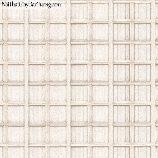 Giấy dán tường giả gỗ, những thanh gỗ đan xen vào nhau, ô vuông, màu vàng trắng 82958-1