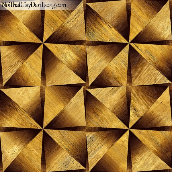 Giấy dán tường giả gỗ, những thanh gỗ tam giác, màu vàng nâu 13121 g