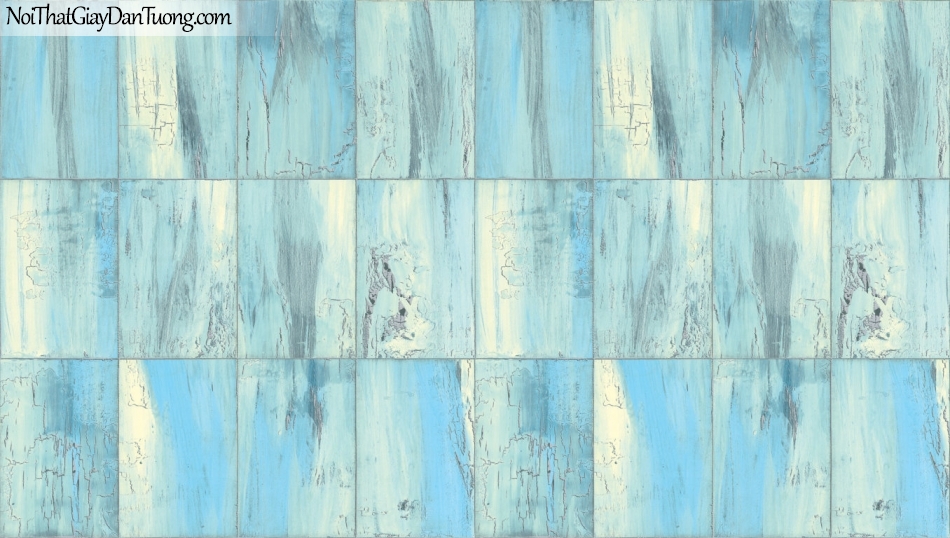 Giấy dán tường giả gỗ, những miếng gỗ nhỏ xếp cạnh nhau, màu xanh nhạt 85067-5 g