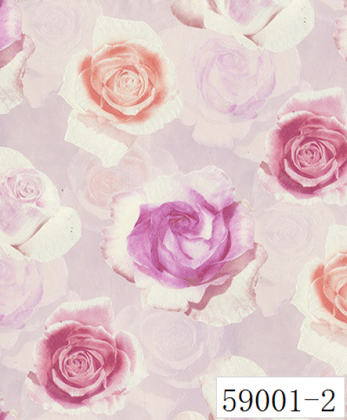 RABIA II, Giấy dán tường 59001-2, giấy dán tường 3D màu hồng, bông hoa hồng 3D màu tím, hoa 3D cho phòng ngủ