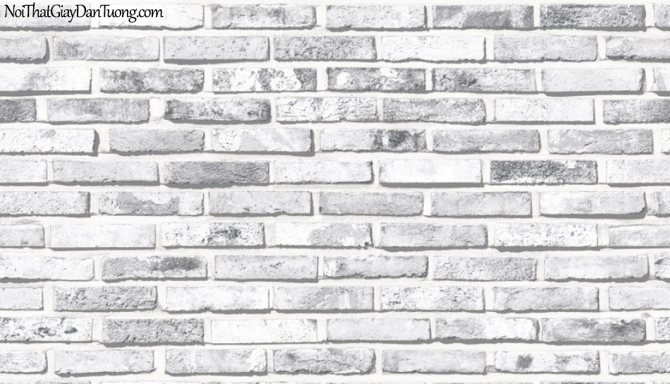 Giấy dán tường giả gạch 3D, giấy dán tường gạch màu trắng xám, gạch trắng xám 9355-1 g