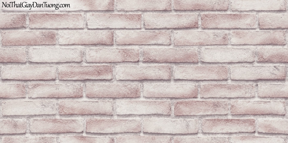 Giấy dán tường giả gạch 3D, giấy dán tường gạch màu trắng hồng, gạch trắng hồng56094-3 g
