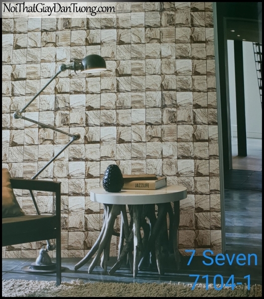 7 SEVEN, 7SEVEN, Giấy dán tường Hàn Quốc 7104-1 (2) PC, giấy dán tường 3D gân nhỏ, giả đá, giả gỗ, giả gạch, phù hợp với nhà hàng, cafe, spa, phối cảnh