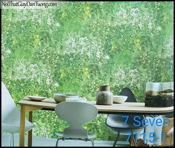 7 SEVEN, 7SEVEN, Giấy dán tường Hàn Quốc 7115-1 PC, giấy dán tường 3D gân nhỏ, giả đá, giả gỗ, giả gạch, cây cối, hoa lá xanh, phối cảnh