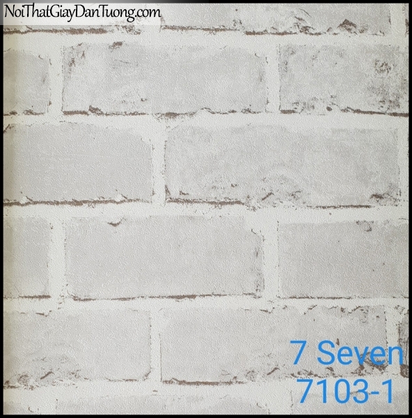 7 SEVEN, Giấy dán tường Hàn Quốc 7103-1 (2), giấy dán tường 3D gân nhỏ, giả gạch, phù hợp với nhà hàng, cafe