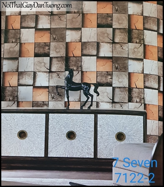 7 SEVEN, 7SEVEN, Giấy dán tường Hàn Quốc 7122-2 (2) PC, giấy dán tường 3D gân nhỏ, giả đá, giả gỗ, giả gạch, màu cam xám, phối cảnh