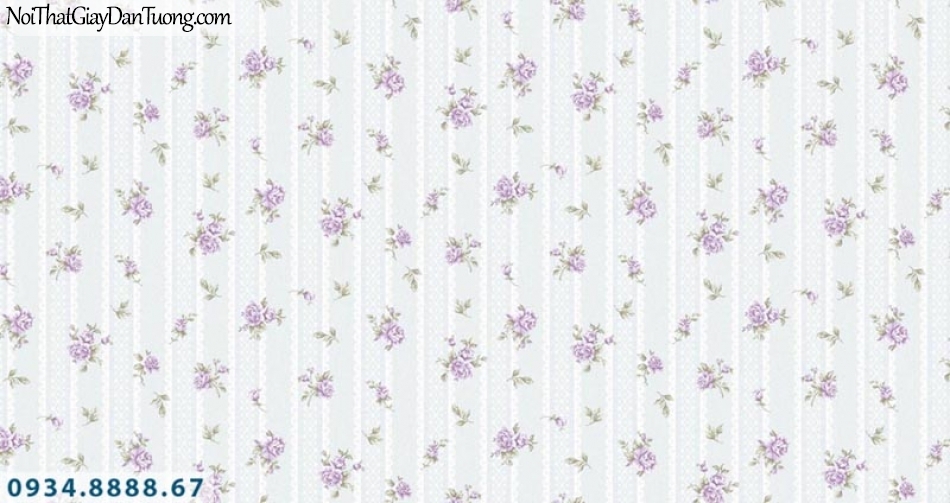 Giấy dán tường AURORA, Giấy dán tường hoa màu tím nhỏ, những bông hoa rơi 4204-3