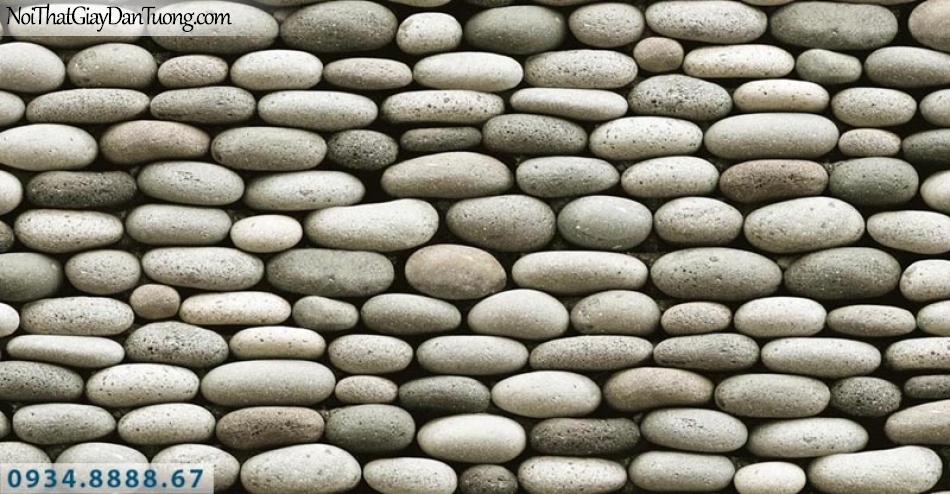 Giấy dán tường AURORA, Giấy dán tường hình viên đá nhỏ, viên sỏi xếp chồng lên nhau, bức tường đá 3D 4217-2