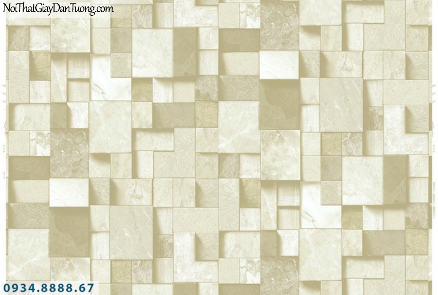 Giấy dán tường PIEDRA, giấy dán tường 3D hình vuông, những ô vuông to nhỏ xếp chồng nhau thành vách tường 3D đẹp 22-095