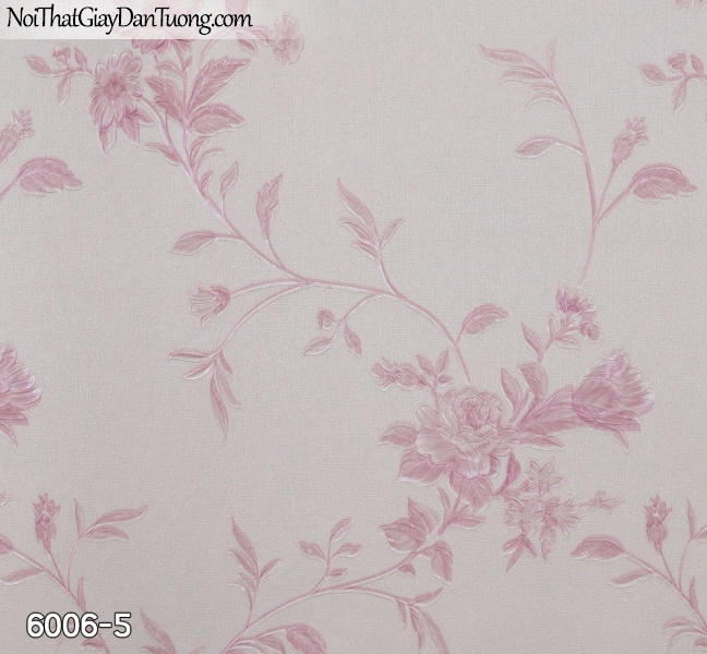 New Luck | Giấy dán tường New Luck 2019 - 2020 | giấy dán tường dây leo bông hoa màu hồng, màu tím 6006-5