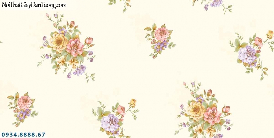 Lily | Giấy dán tường Lily 36004-6 | giấy dán tường bông hoa nền màu kem