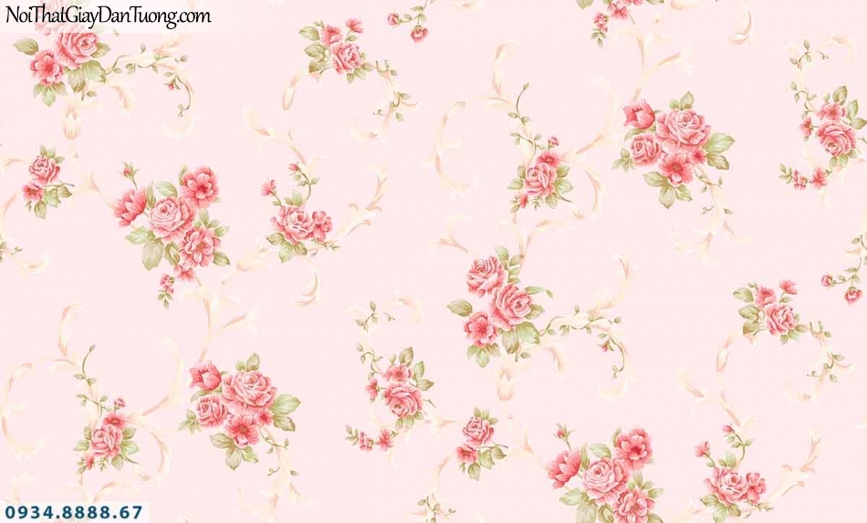 Lily | Giấy dán tường Lily 36009-1 | giấy dán tường bông hoa màu hồng, những chùm hoa màu hồng, màu đỏ rơi, lưa thưa đều