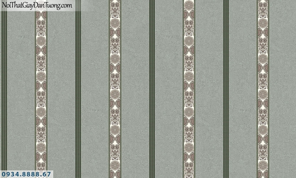 Martina | giấy dán tường Martina MGM3017 | giấy dán tường kẻ sọc màu xanh rêu, giấy sọc đẹp