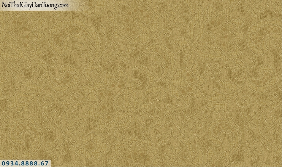 FLORIA | Giấy dán tường Floria 7707-4 | giấy dán tường màu vàng, hoa văn họa tiết hoa thêu trên vải