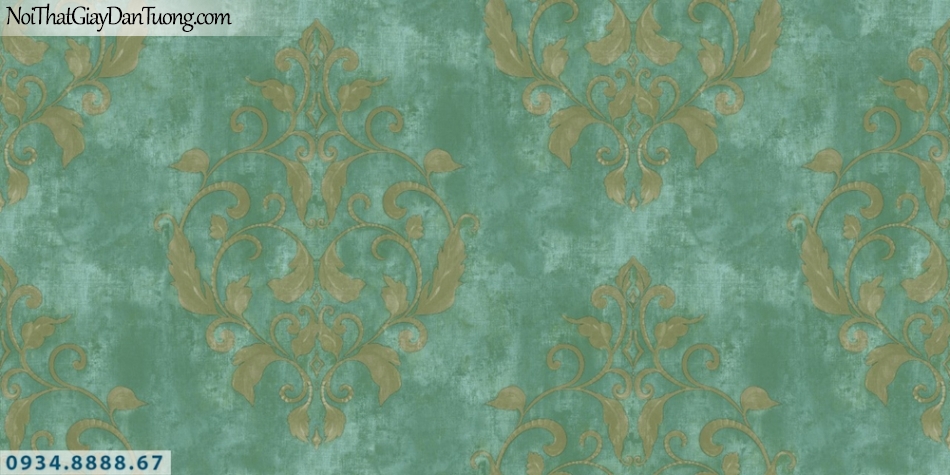 GRAVENTO | Giấy dán tường màu xanh ngọc, xanh lá cây, xanh cốm, xanh rêu, kiểu cổ điển phong cách Châu Âu | Giấy dán tường Gravento PM345855