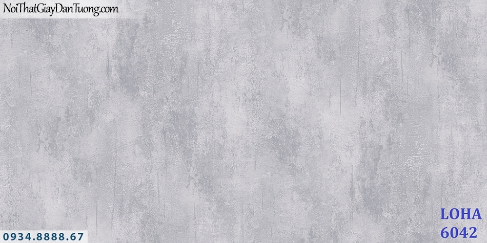 LOHA | Giấy dán tường giả bê tông màu xám, giả xi măng màu xám đậm, trắng xám | Giấy dán tường Hàn Quốc Loha 6042