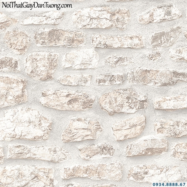 Giấy dán tường giả đá 3D màu trắng, vàng kem | 3D | Hàn Quốc | Stone & Natural 85088-1