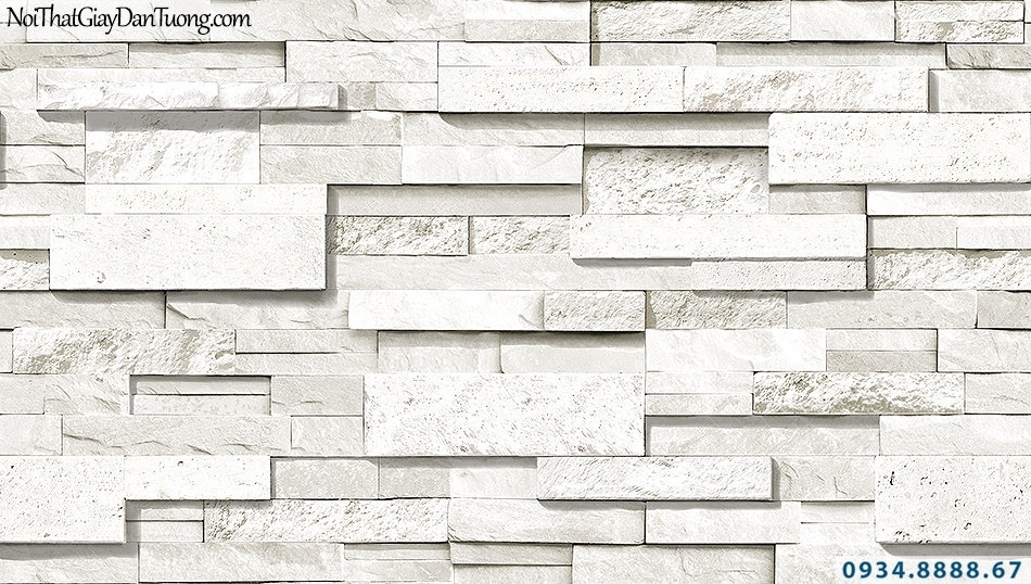Giấy dán tường giả đá 3D màu xám, màu trắng xám | 3D | Hàn Quốc | Stone & Natural 85050-1