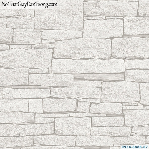 Giấy dán tường giả đá màu trắng | 3D | Hàn Quốc | Stone & Natural 85086-1