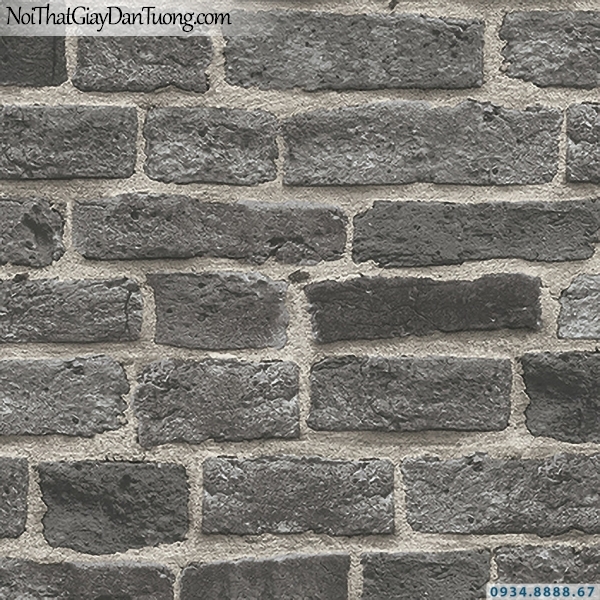 Giấy dán tường giả gạch màu đen | 3D | Hàn Quốc | Stone & Natural 85087-4