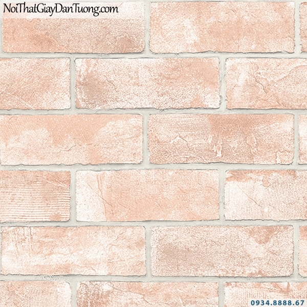 Giấy dán tường giả gạch màu đỏ, màu hồng | 3D | Hàn Quốc | Stone & Natural 85089-3
