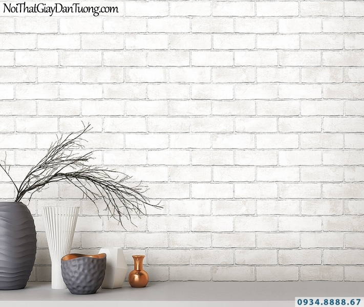 Giấy dán tường giả gạch trắng, gạch màu trắng | 3D | Hàn Quốc | Stone & Natural 85089-1