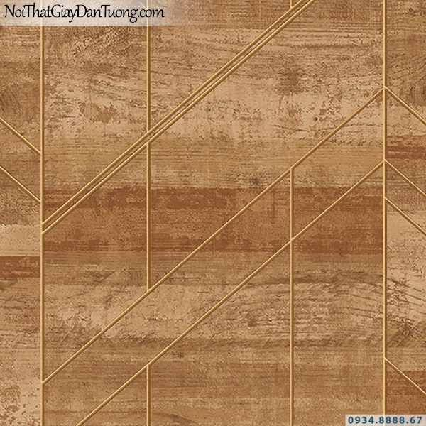 Giấy dán tường giả gỗ màu vàng, vàng đồng vàng đậm | 3D | Hàn Quốc | Stone & Natural 85082-3