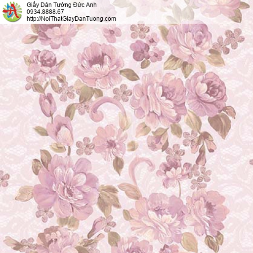 Giấy dán tường Florence 82044-3 | Giấy dán tường bông hoa lớn màu hồng