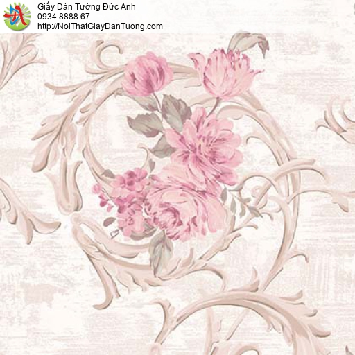 Giấy dán tường Florence 82050-1 | Giấy dán tường bông hoa lớn màu hồng