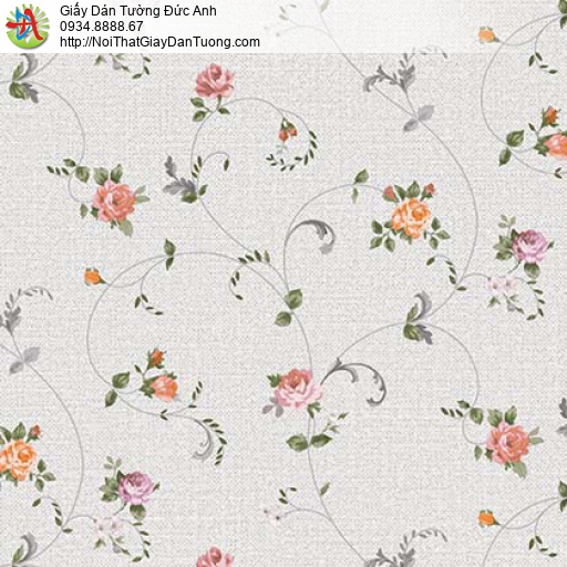 Florence 82052-4 | Giấy dán tường hoa lá màu xám nhạt, dây leo hoa nhỏ