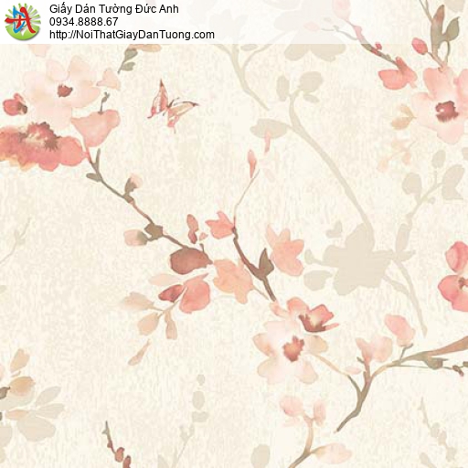 Florence 82053-1 | Giấy dán tường hoa lá màu hồng nhạt, dạng dây leo