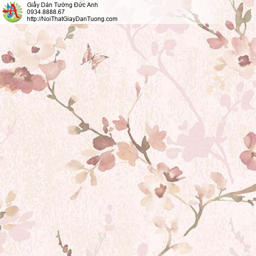 Florence 82053-2 | Giấy dán tường hoa lá màu hồng, dạng dây leo tường