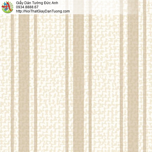 5555-1 Giấy dán tường dạng kẻ sọc lớn màu kem, giấy sọc màu kem đẹp