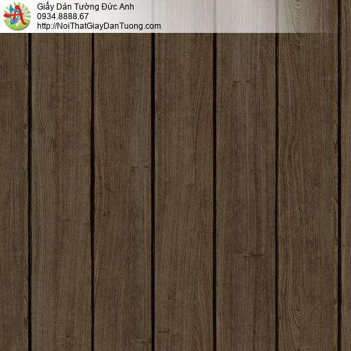 3818-4 Giấy dán tường giả gỗ màu nâu, gỗ 3D thanh đứng màu nâu đậm