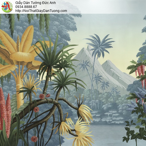1413 - Tranh dán tường nhiệt đới, tranh vẽ cảnh rừng nhiệt đới sắc nét