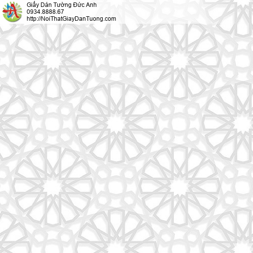 27037 - Giấy dán tường 3D màu trắng sáng dạng đường kẻ tạo hình tròn
