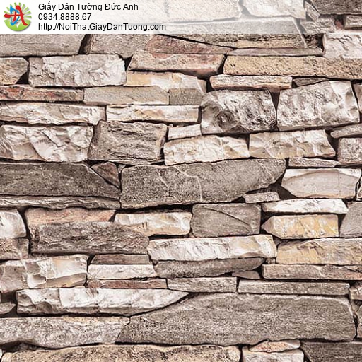 27054 - Giấy dán tường giả đá 3D màu nâu, màu cam nhạt, màu xám đẹp