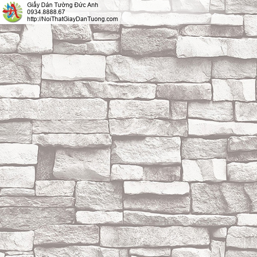 27112 - Giấy dán tường giả đá 3D màu trắng xám, bức tường đá trắng