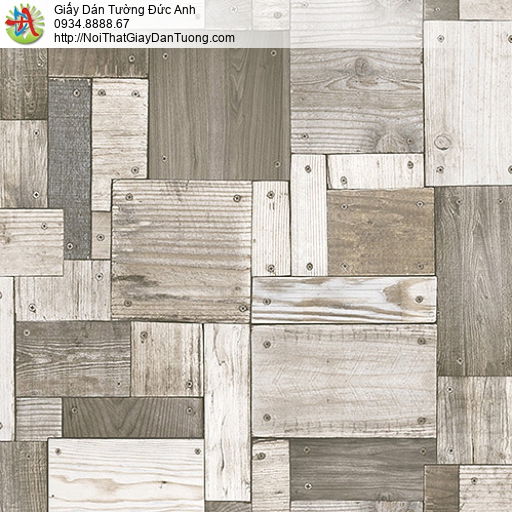 27133 - Giấy dán tường vách tường giả gỗ màu xám, nhiều miếng gỗ nhỏ