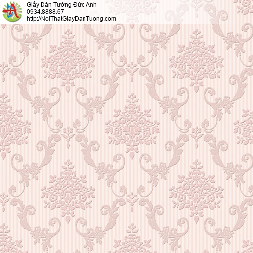 8807-3 - Giấy dán tường họa tiết ca rô màu hồng, phong cách Châu Âu