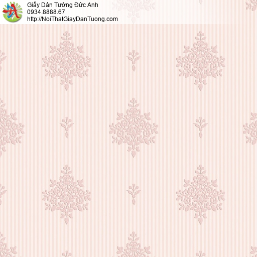 8808-3- Giấy dán tường hoa văn cổ điển màu hồng, bán giấy tại Bình Tân