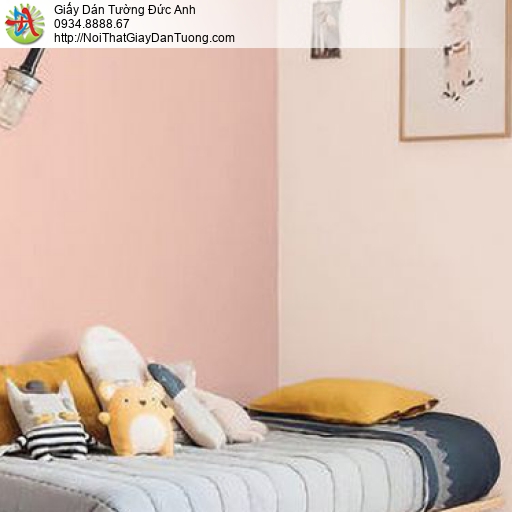 70216-1 - Giấy dán tường màu hồng, giấy dán tường một màu trơn gân
