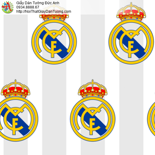 35016-1 Giấy dán tường logo Real Madrid,giấy dán tường thể thao trẻ em