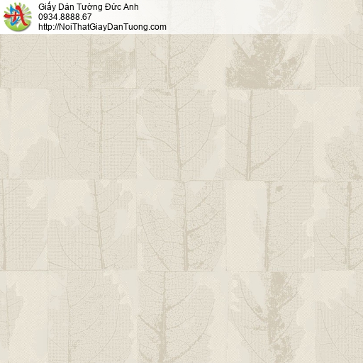 2007-1 Giấy dán tường hình lá cây khô màu vàng kem