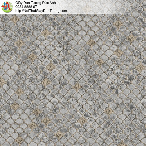 2014-2 Giấy dán tường họa tiết da rắn, hoa văn vảy cá mái ngói màu xám