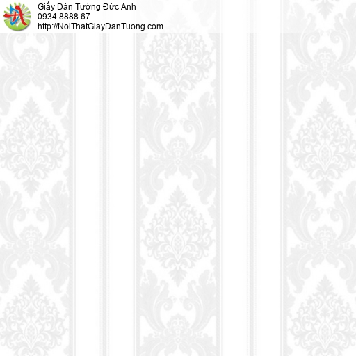 MG2011 Giấy dán tường sọc hoa văn màu trắng xám, giấy sọc bông tạo độ cao cho phòng