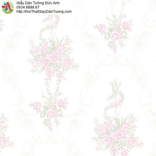 MG2092 Giấy dán tường những chùm bông hoa mà hồng nền màu kem dành cho phòng ngủ