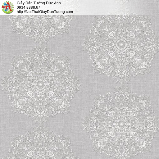 Mozen 61010-1, Giấy dán tường hoa văn hình tròn trên nền màu xám, giấy dán tường cổ điển